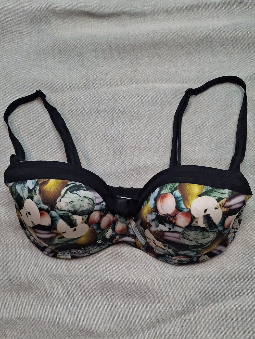 Fruit & Floral Underwire Bra with Black Trim
